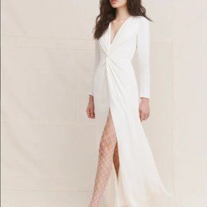 Reformation Gatsby Dress - Ivory Long Sleeve Bridal Crepe, Size 4